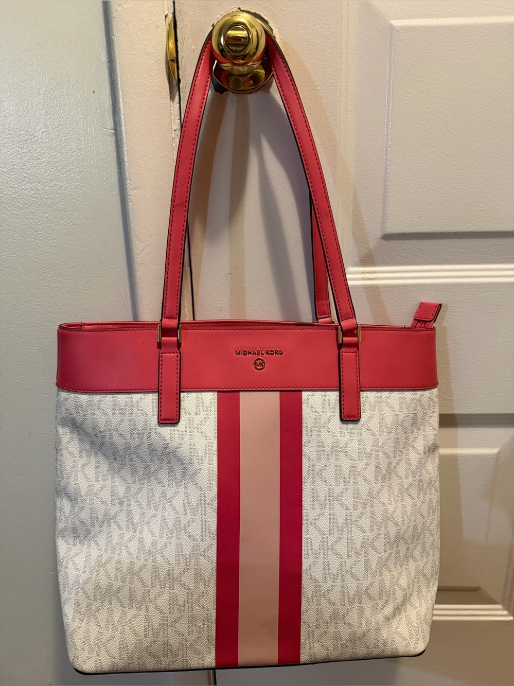Michael Kors Morgan Signature Large Center Stripe Tote Bag